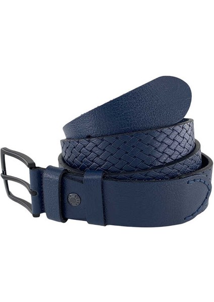 Lacivert Deri Özel Üretim 3 Parçalı El Işçilikli 4 Cm.lik Spor Kot Kemer - 405-999 fiyatları