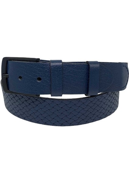Lacivert Deri Özel Üretim 3 Parçalı El Işçilikli 4 Cm.lik Spor Kot Kemer - 405-999 fırsatları