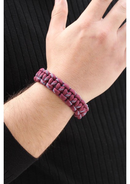 Bordo Mavi Paracord Bileklik