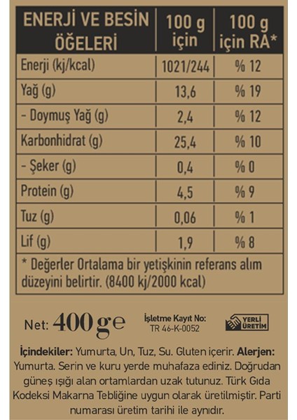 Akalp Çiftliği Ev Yapımı Erişte 400 gr