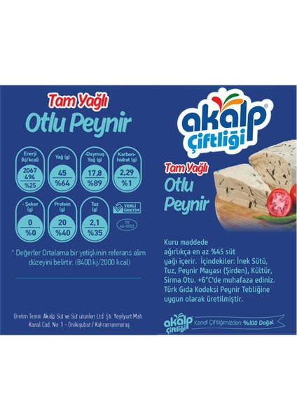 Tam Yağlı Otlu Peyniri 500GR