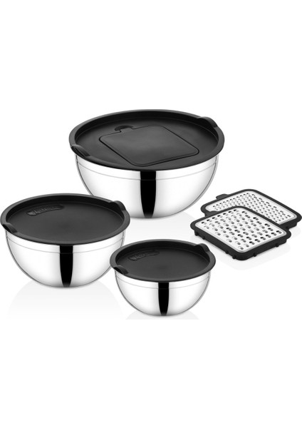 Cookcase 9 Parça Akasya Rendeli Çelik Saklama Kabı Siyah