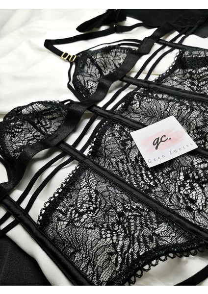 Siyah Güpürlü Büstiyer Takım modelleri