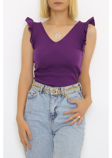 Zhlbutik Önü Arka V Yakalı Triko Bluz