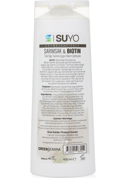 Suyo Sarımsak Biotin Şampuan 400 ml