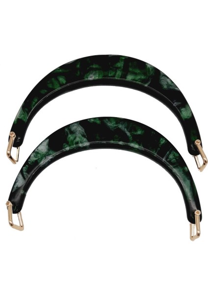 Halkalı Yeşil Akrilik Mermer Desen Çanta Sapı