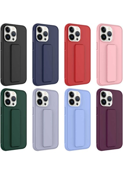 Apple iPhone 13 Pro Kapak Qstand Silikon Kılıf - Lacivert