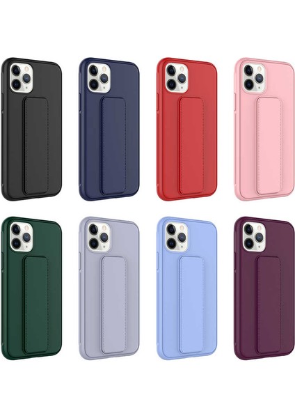 Apple iPhone 11 Pro Max Kapak Qstand Silikon Kılıf - Lacivert