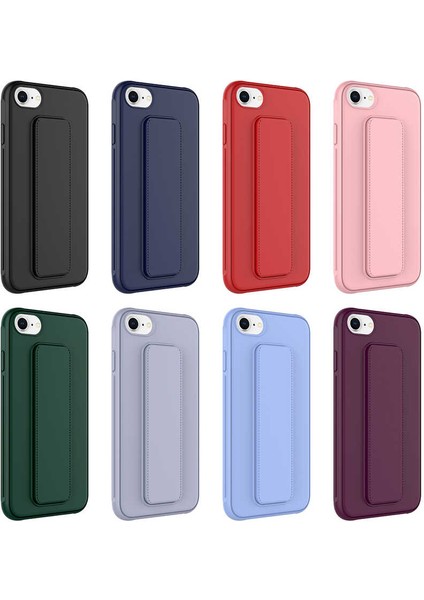 Apple iPhone Se 2020 Kapak Qstand Silikon Kılıf - Lacivert indirimleri