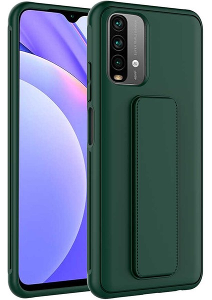 Xiaomi Redmi Note 10 Kapak Qstand Silikon Kılıf - Koyu Yeşil