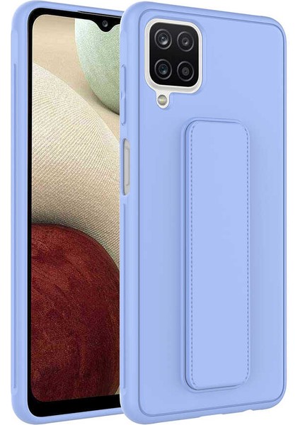 Samsung Galaxy M12 Kapak Qstand Silikon Kılıf - Lila