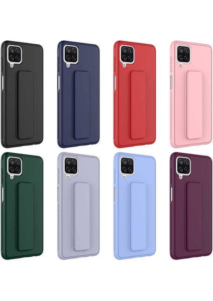 Samsung Galaxy M12 Kapak Qstand Silikon Kılıf - Siyah indirimleri