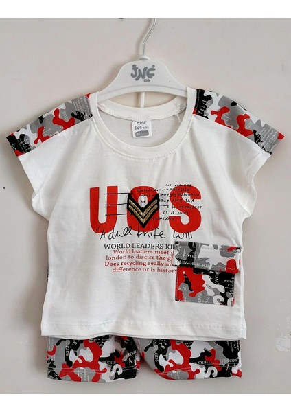Körüklü Kamuflaj Bebek Alt Üst Şortlu Takım Unisex