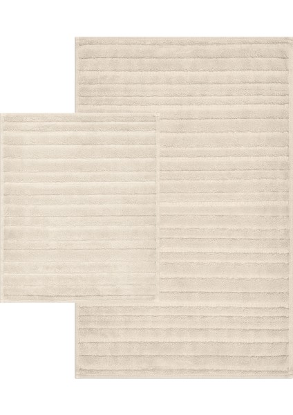 Lines Doğal Pamuklu 2'Li Banyo Kilim Seti