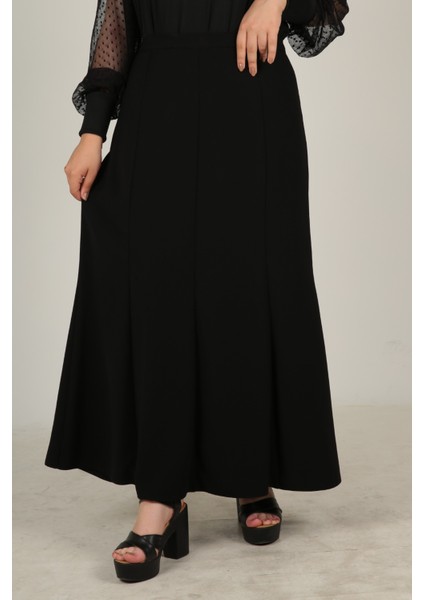 Kloş Kadın Eteği 8 Parçalı Klasik Tasarım Rahat Kullanım İçin Siyah