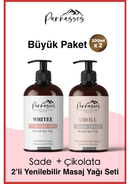 Çikolata Aromalı Ve White Natural Duyusal Ve Afrodizyak Etkili Aromaterapi Masaj Yağı Seti 300 Ml
