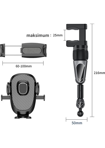 Araba Dikiz Aynası Evrensel Klip Cep Telefonu Braketi Araba Çok Fonksiyonlu Ar Navigasyon Braketi Masaüstü Döner Telefon Tutucu (Yurt Dışından)