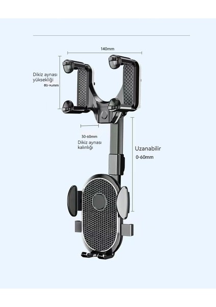 Çok Fonksiyonlu 360 ° Araba Dikiz Aynası Cep Telefonu Tutucu (Yurt Dışından)