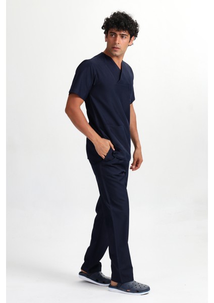 Zarfyaka Lacivert Erkek Doktor Hemşire Veteriner Forması Takım Alpaka Kumaş (Aky-5701) modelleri