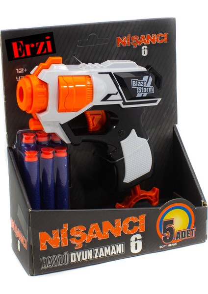 Nişancı Sünger Atan Tabanca Mini 5 Adet Mermi