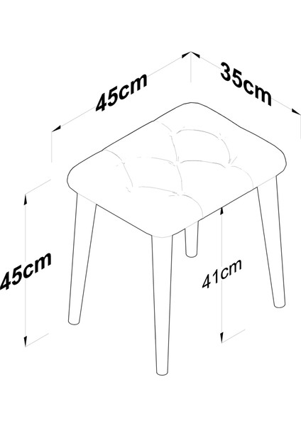 BM101 Puf Ahşap Ayaklı Tabure Siyah - Beyaz Kazayağı Desenli