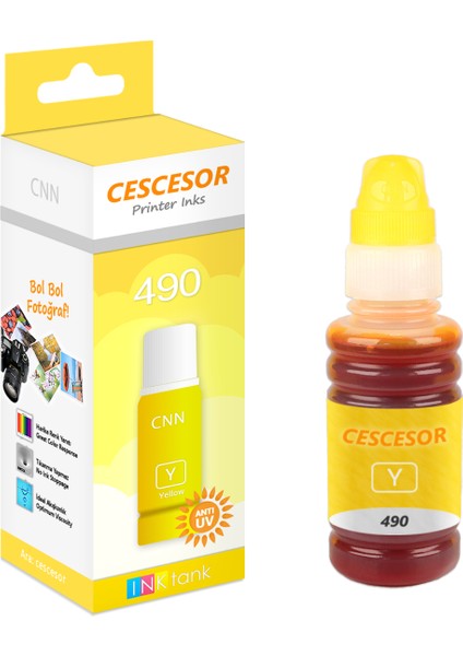 Canon 490 Sarı Muadil Mürekkep - 70 ml - Cescesor