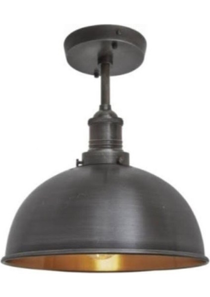 Retro Metal Dekoratif Siyah Rustik Tekli Sarkıt Avize Çap 30 cm