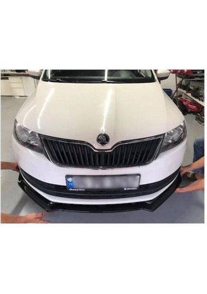Skoda Octavia Esnek Ayarlanabilir 3 Parça Kanatlı Piano Black Ön Lip modelleri