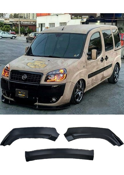 Doblo 2 Esnek Ayarlanabilir 3 Parça Kanatlı Piano Black Ön Lip modelleri