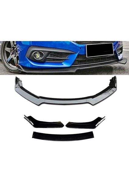 Ford Fiesta 2002-2008 Esnek Ayarlanabilir 3 Parça Kanatlı Piano Black Ön Lip