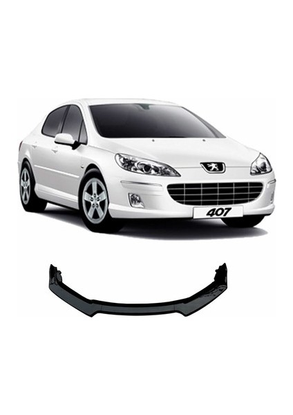 Peugeot 407 Esnek Ayarlanabilir 3 Parça Kanatlı Piano Black Ön Lip