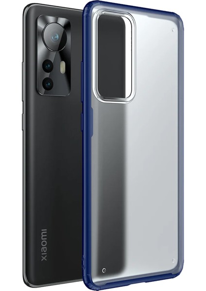 Xiaomi 12 Pro Luna Serisi Köşe Korumalı Sert Rubber Kılıf - Mavi