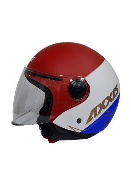 Axxıs Square Bıtone Matt Yarım Kask - Kırmızı-Mavi - Xl