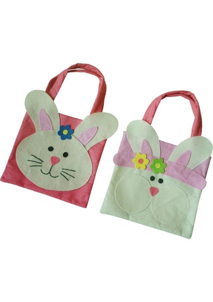 2 Tavşan Çanta Kumaş Tote Hediye Yumurta Torbası