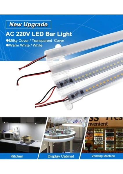 220 Volt Şeffaf Kapak Alimünyum Çubuk Led Bar Işık 1 Metre Renk: Beyaz fiyatları