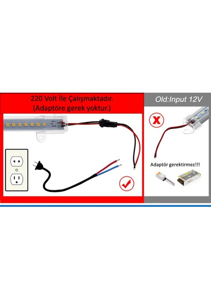 220 Volt Şeffaf Kapak Alimünyum Çubuk Led Bar Işık 1 Metre Renk: Beyaz fırsatları