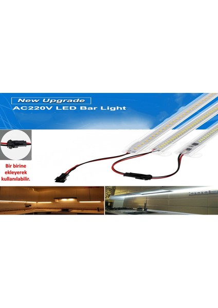 220 Volt Şeffaf Kapak Alimünyum Çubuk Led Bar Işık 1 Metre Renk: Beyaz indirimleri