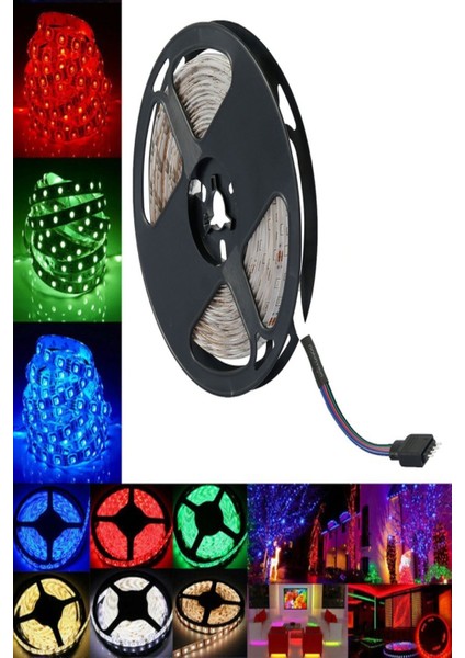 Rgb Şerit Led 3 Çipli – 5 Metre 3 Çipli - 12v 5a Silim Adaptör - 44 Tuşlu Kontrol Kutusu Radio Frekanslı