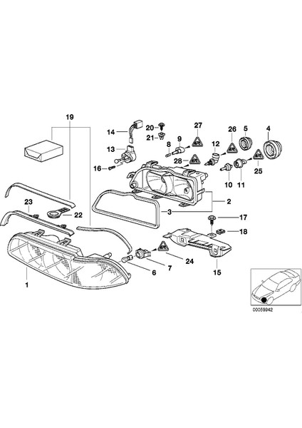 Bmw E39 Far Camı Sol 1996-03 Tek 63128375301