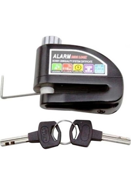 Alarmlı Disk Kilidi Siyah Renk (Hatırlatma Kablosu Hediye)