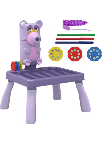 Çocuk Projeksiyon Çizim Kurulu Doodle Kroki Pad Playset Çocuklar Için Bebek Mor