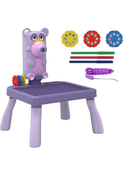 Çocuk Projeksiyon Çizim Kurulu Doodle Kroki Pad Playset Çocuklar Için Bebek Mor