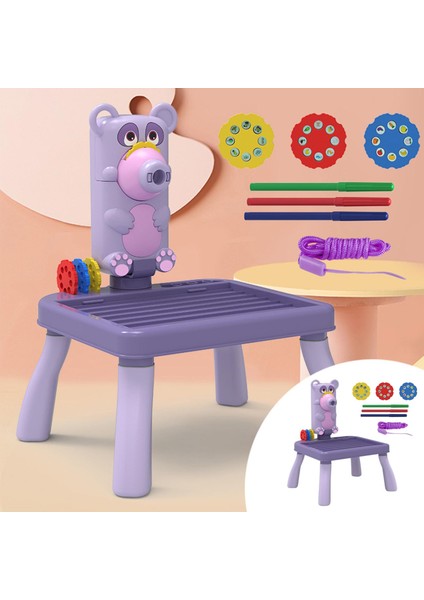 Çocuk Projeksiyon Çizim Kurulu Doodle Kroki Pad Playset Çocuklar Için Bebek Mor