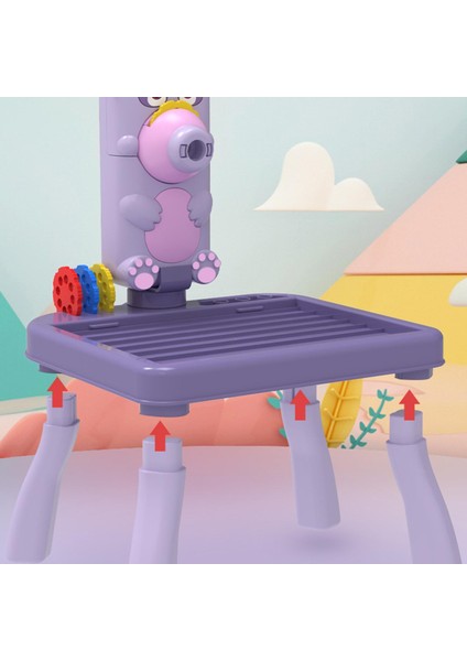 Çocuk Projeksiyon Çizim Kurulu Doodle Kroki Pad Playset Çocuklar Için Bebek Mor