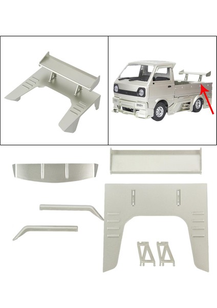 Wpl D12 1:10 Için Rc Kuyruk Kanadı Dekorasyon Yükseltmeleri Kamyon Parçası Gümüş