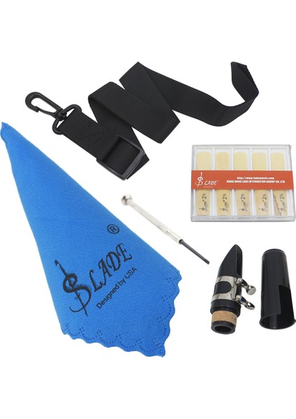 Ligatür Parlatma Bezi+Sazlık+Boyun Kayışı ile Klarnet Ağızlığı 7 (Yurt Dışından)