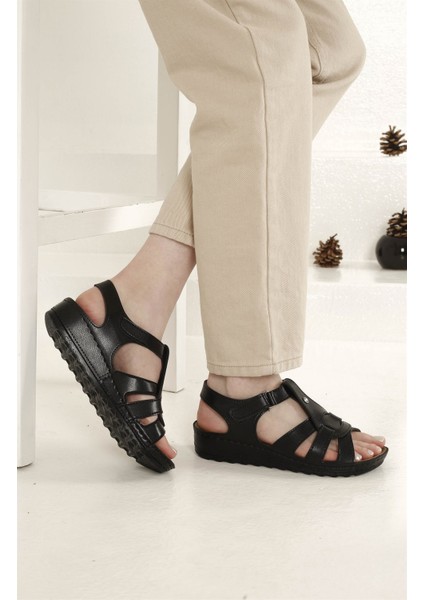 Kadın Geçmeli Cırtlı Sandalet Siyah modelleri