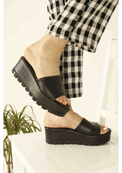 Kadın Dolgulu Terlik Siyah Cilt fiyatları