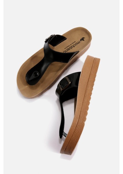 Kadın Parmak Arası Terlik Siyah Rugan fiyatları