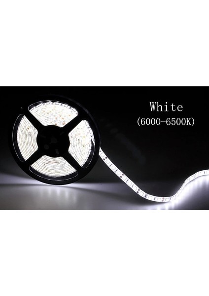 5 Metre Beyaz Iç Mekan Şerit Led - 2835 Smd – 12 Volt - 6000k